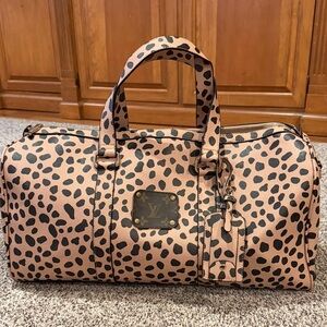 Tan and Black Animal Print weekend Bag